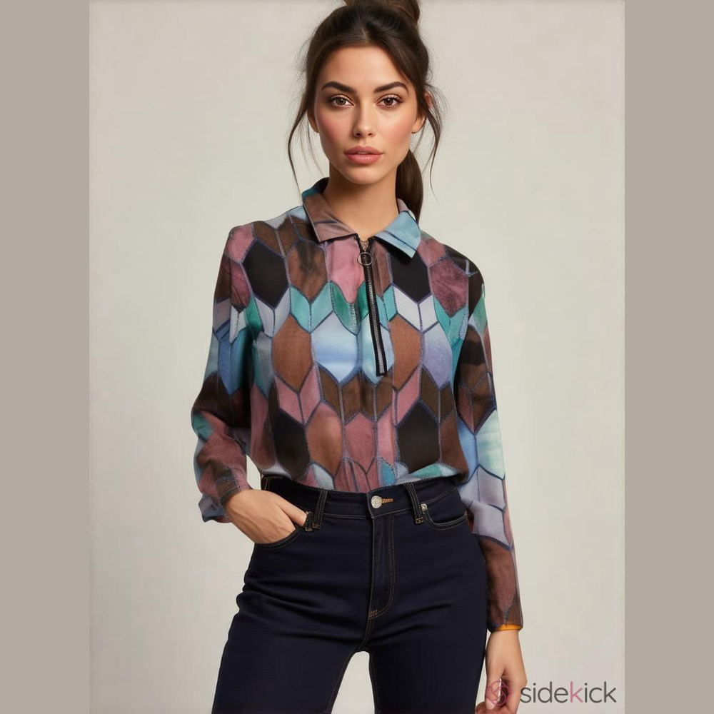 Women's Unbranded Multi Color Pullover Top Size L